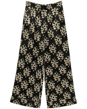 Cynthia Rowley Silk Wide-Leg Trousers - Black