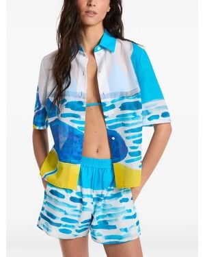 Michael Kors Camicia A Maniche Corte Con Stampa - Blu