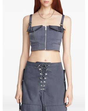 Dion Lee Top Crop Con Zip - Blu