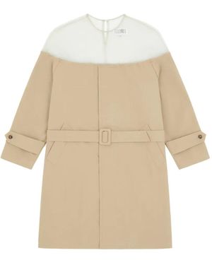 MM6 by Maison Margiela Long-Sleeves Midi Dress - Natural