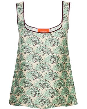 La DoubleJ Silk Patterned Twirl Top - Green