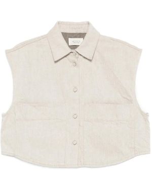 ViCOLO Button-Up Cropped Gilet - White