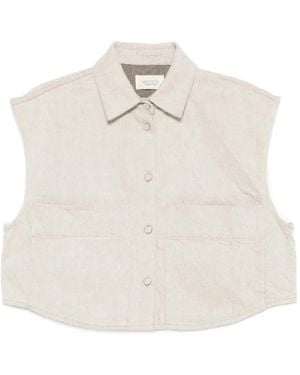 ViCOLO Button-Up Cropped Gilet - White
