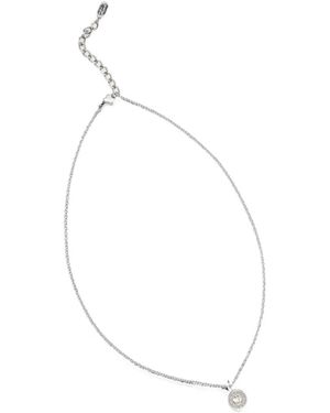 KARL LAGERFELD Logo-Engraved Crystal-Embellished Pendant Necklace - White