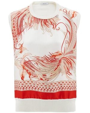 Ferragamo Feather Show Print Sleeveless Jumper - White