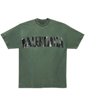 Balenciaga Tape Type Cotton T-Shirt - Green