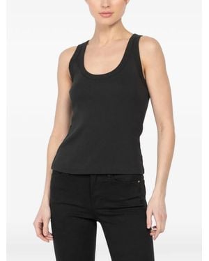 Veronica Beard Birke Ribbed Scoop-Neck Top - Black