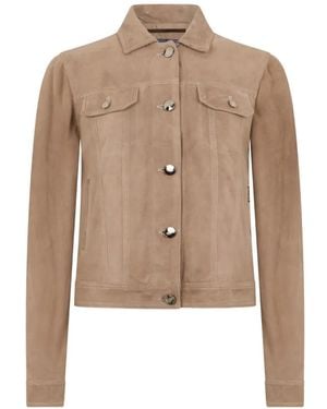 Moorer Violetta Classic-Collar Button Jacket - Natural