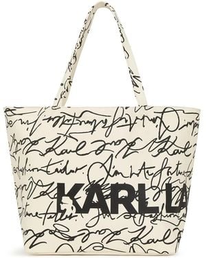 Karl Lagerfeld プリント ハンドバッグ - ナチュラル