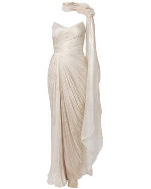 IRIS SERBAN Dolly Draped Silk Maxi Dress - White