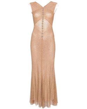 Self-Portrait Crystal-Embellished Mesh Maxi Dress - White