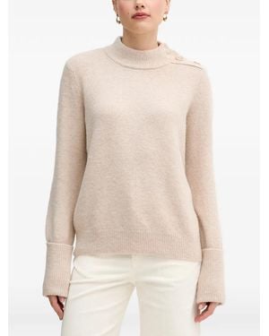 MARC AUREL Button Roll-Neck Jumper - White