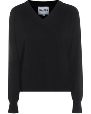 Kujten V-Neck Wool Sweater - Black
