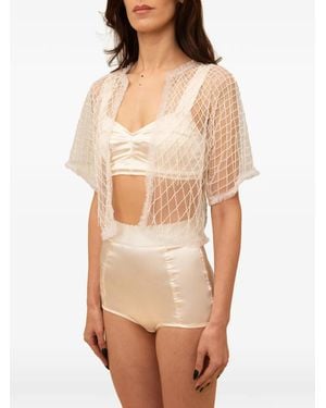 Contessa Mills Wraith Beaded Tulle Top - Natural
