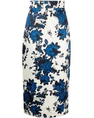 Emilia Wickstead Lorinda Floral-Print Midi Skirt - Blue