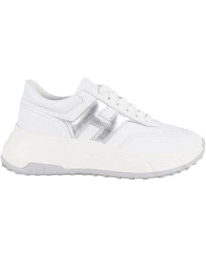 Hogan Metallic-logo Leather Sneakers - ホワイト