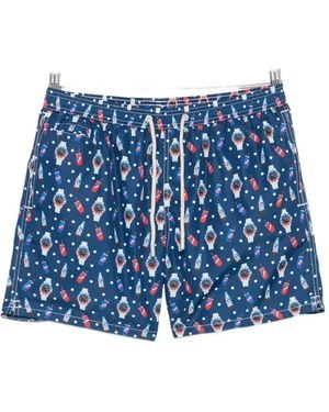 MC2 Saint Barth Graphic-Print Drawstring Swim Shorts - Blue