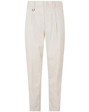 Paolo Pecora Pantalon À Revers Et Détails Plissés - White