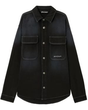 Palm Angels Logo Denim Shirt - Black