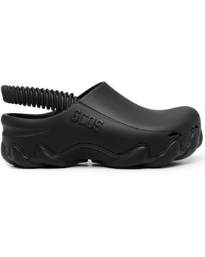 Gcds Embossed-logo Slingback Clogs - Black