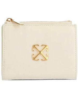 Off-White c/o Virgil Abloh Jitney Logo-Plaque Zipped Wallet - Natural