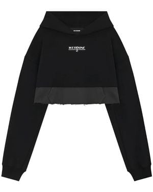 we11done 1506 Cropped Raw-Edge Hoodie - Black