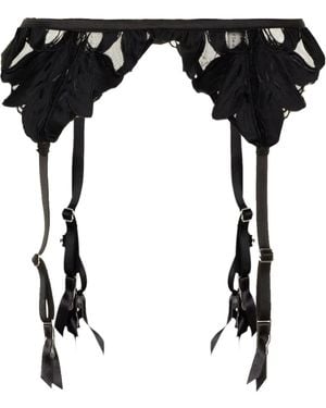 Fleur du Mal Lily Embroidered Garter Belt - Black