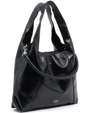 Bimba Y Lola Large Leather Paper Bag - Black