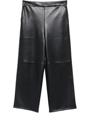 Max Mara Amati Faux-Leather Cropped Palazzo Pants - Grey