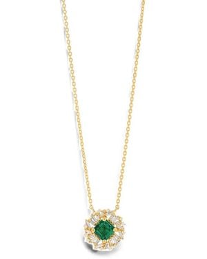 Suzanne Kalan Emerald And Diamond Pendant Necklace - White