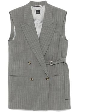 BOSS Pinstripe-Pattern Waistcoat - Grey