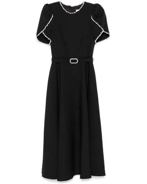 Nissa Faux-Pearl Detailed Midi Dress - Black