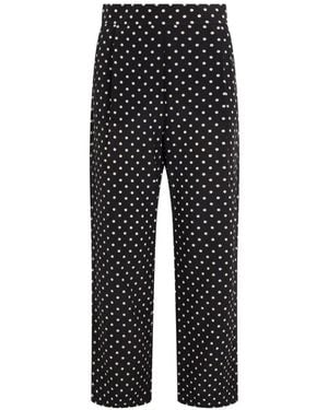 Valentino Garavani Polka-Dot Silk Trousers - Black