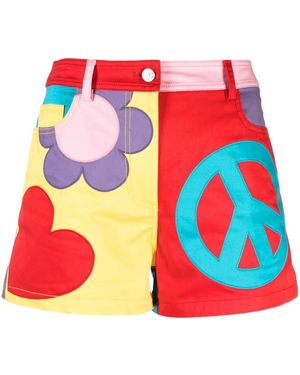 Moschino Colour-Block Cotton Mini Shorts - Red