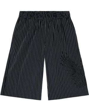 DIESEL Pinstripe-Pattern Embroidered Shorts - Black