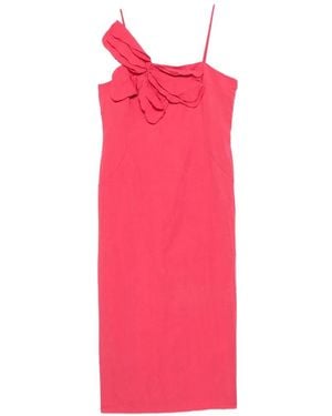 Blumarine Ruffled-Appliqué Spaghetti-Strap Midi Dress - Pink