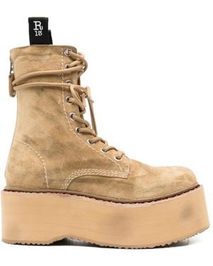 R13 Platform Lace-Up Boots - Natural