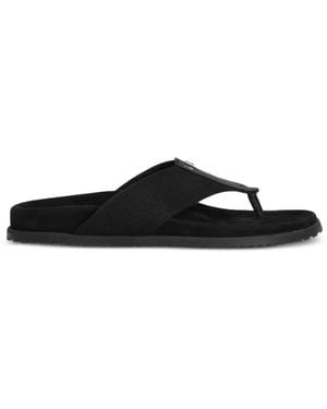 Dolce & Gabbana Logo-Plaque Flip-Flops - Black