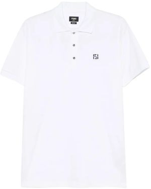 Fendi Logo-Embroidered Polo Shirt - White