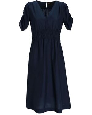 BOSS Puff-Sleeve Midi Dress - Blue