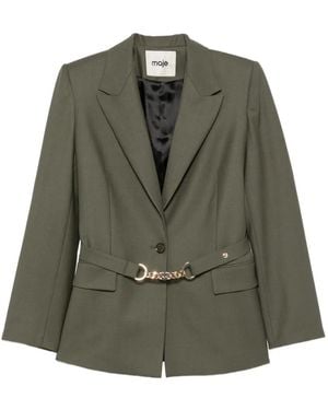 Maje Blazer Con Cuello De Vestir Y Cinturón - Verde
