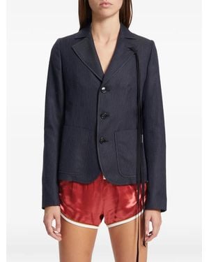 Ann Demeulemeester Pinstripe Cotton Jacket - Blue