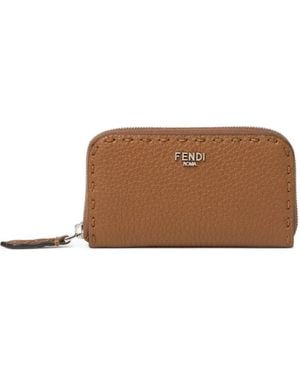 Fendi Selleria Zip Trim Wallet - Brown