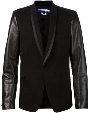 Junya Watanabe Leather Sleeve Tuxedo Blazer - Black