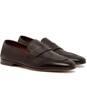 Bally Grainy-Leather Penny Loafers - Brown