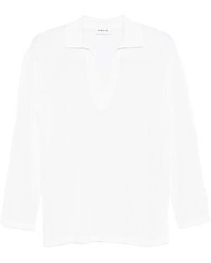 P.A.R.O.S.H. V-Neck Long-Sleeve Blouse - White