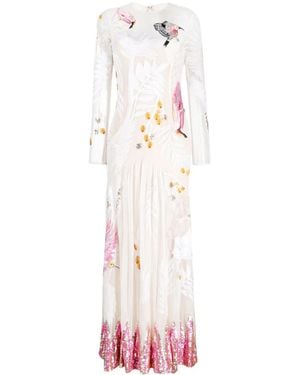 Temperley London Opera Tatoo Graphic-Embroidered Flared Dress - White