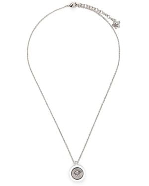 Versace Logo-Pendant Necklace - White
