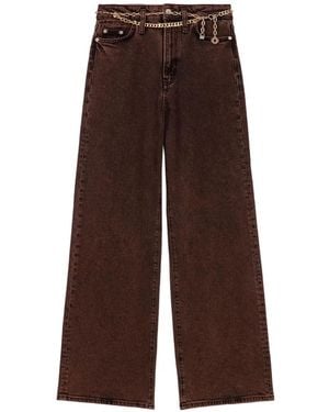 Maje Chain-Link Belt Jeans - Brown