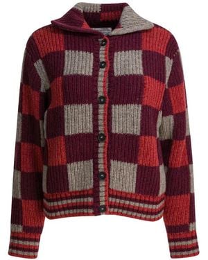 Filson Checked Spread-Collar Cardigan - Red